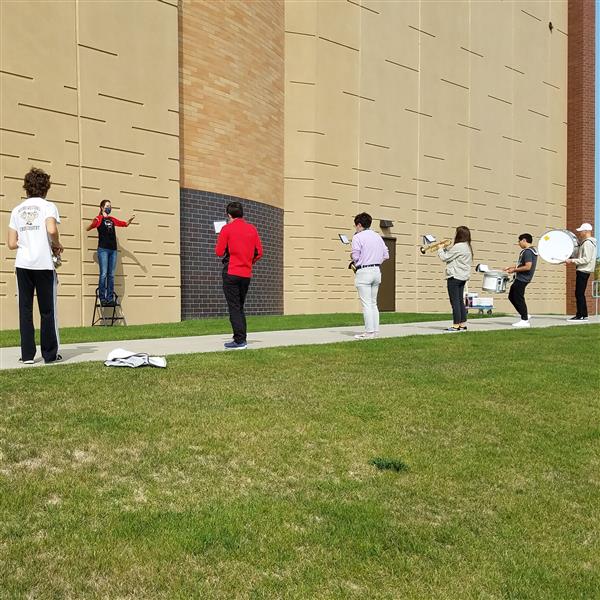  outdoor band practice with masks